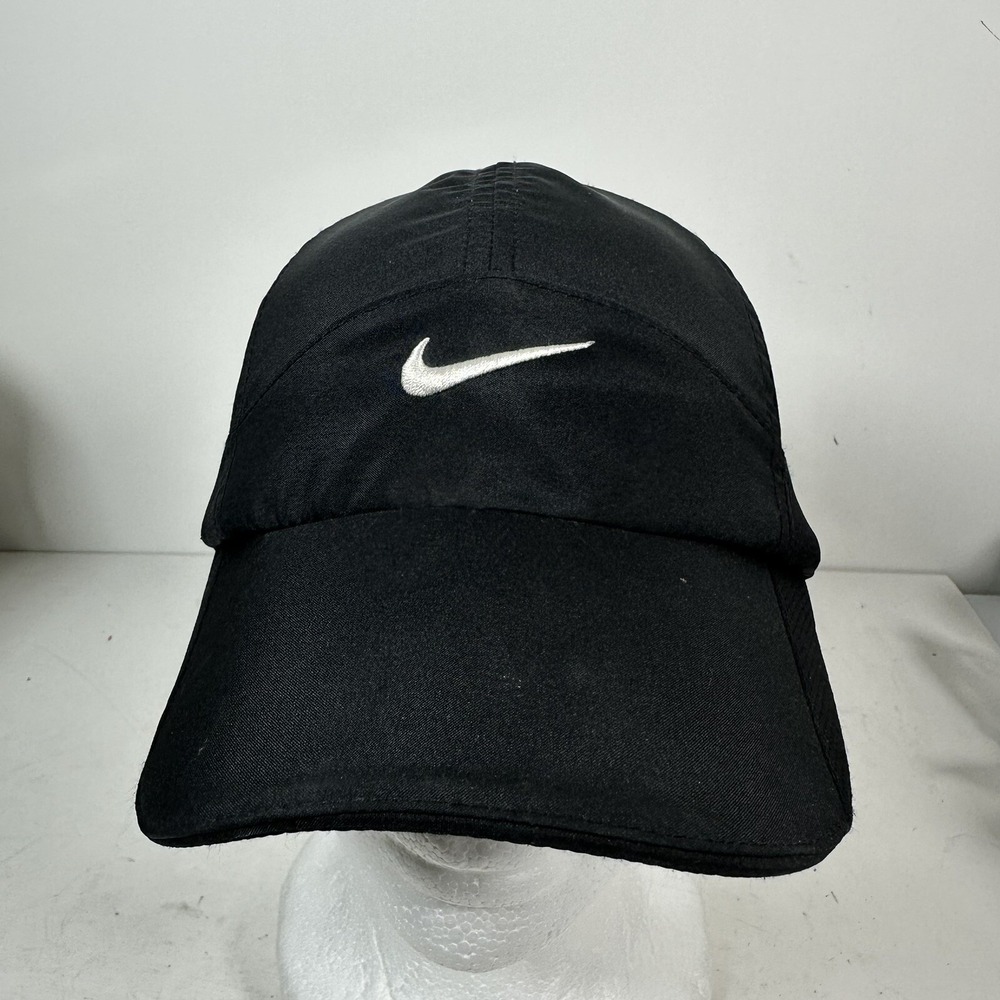 Nike Hat Cap Womens Black 7 Panel Featherlight Tennis Running Pickleball